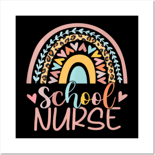 Cute Rainbow Leopard Print School Nurse Back To School Posters and Art